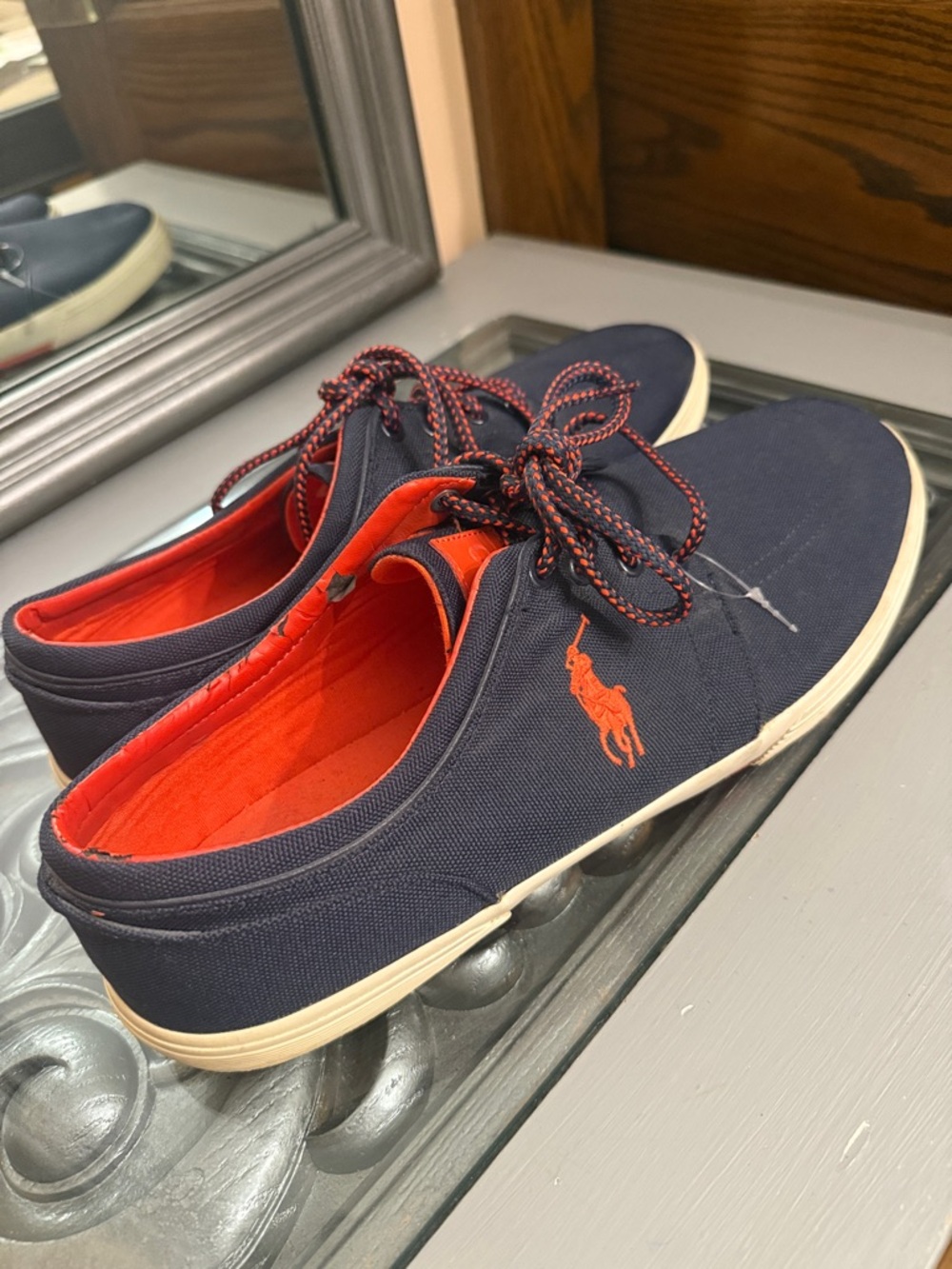 Polo by Ralph Lauren 15 Faxon Low Navy Canvas Sneakers Red Accents